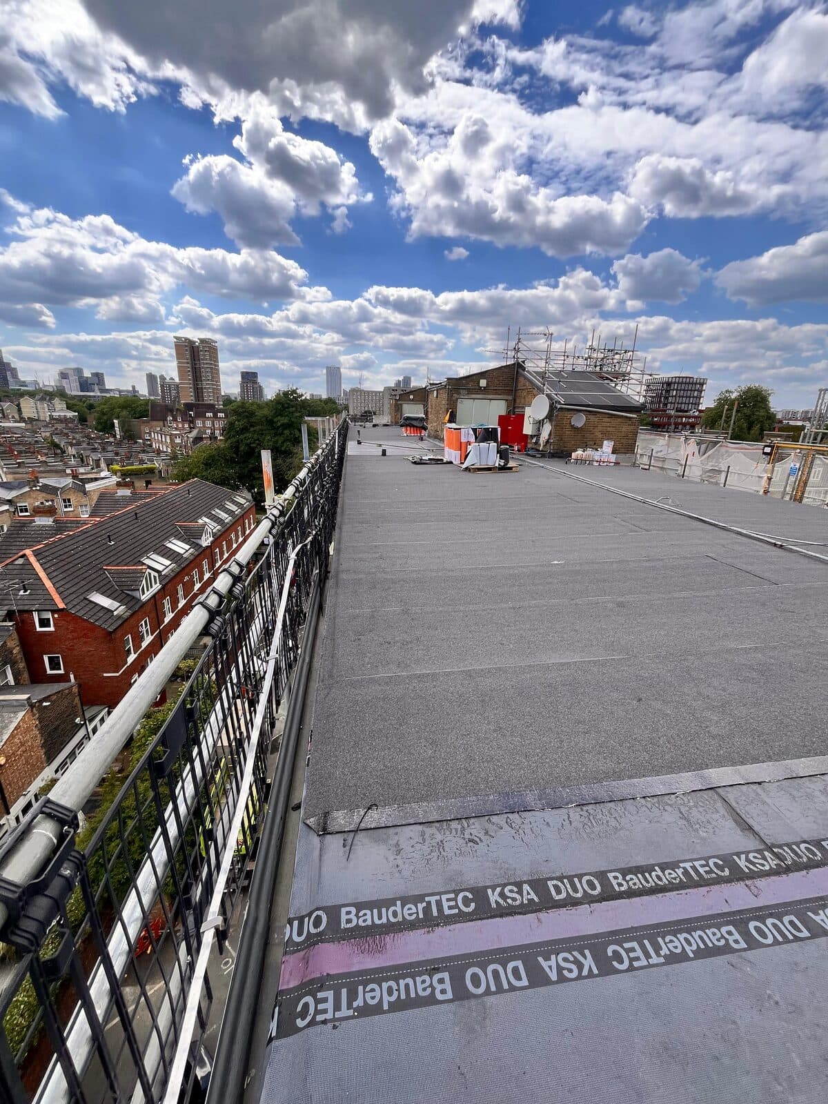 Completed Bauder flat roof above the West London skyline