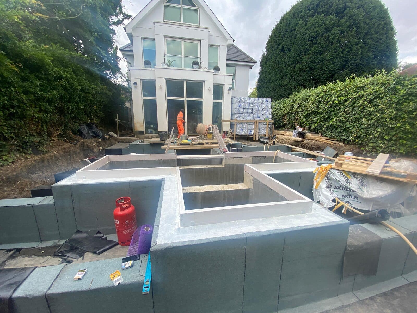 Waterproofing installed across a new-build substructure
